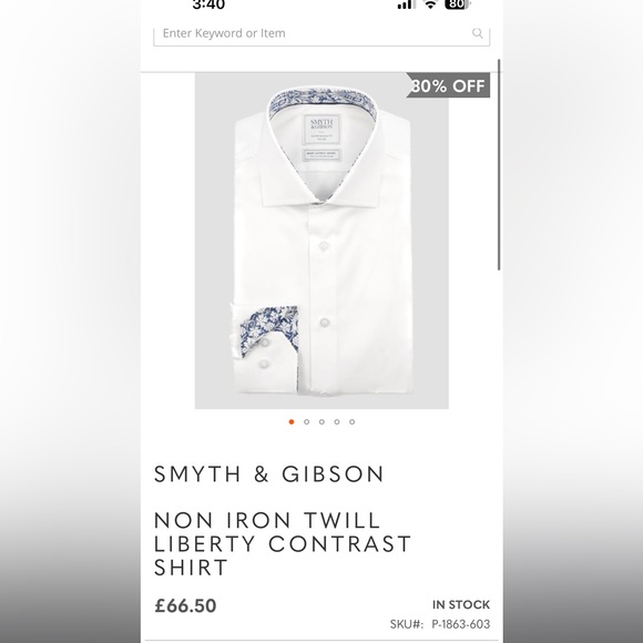 Symth and Gibson Tailored Fit Dress Shirt 15/38 Liberty London Fabric Contrast - Picture 6 of 6